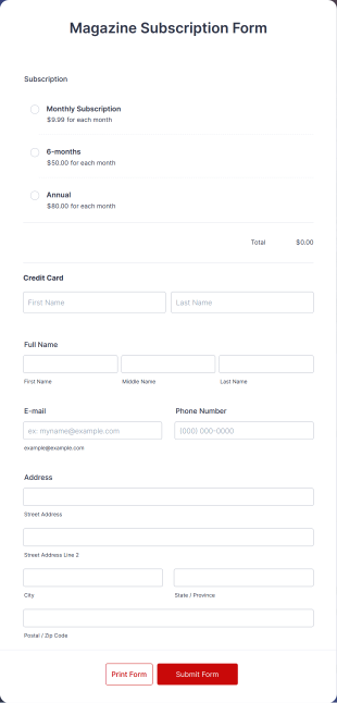 Annual Magazine Subscription Template Form Template | Jotform