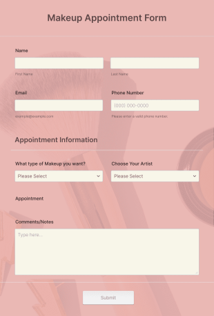 Makeup Appointment Form Template