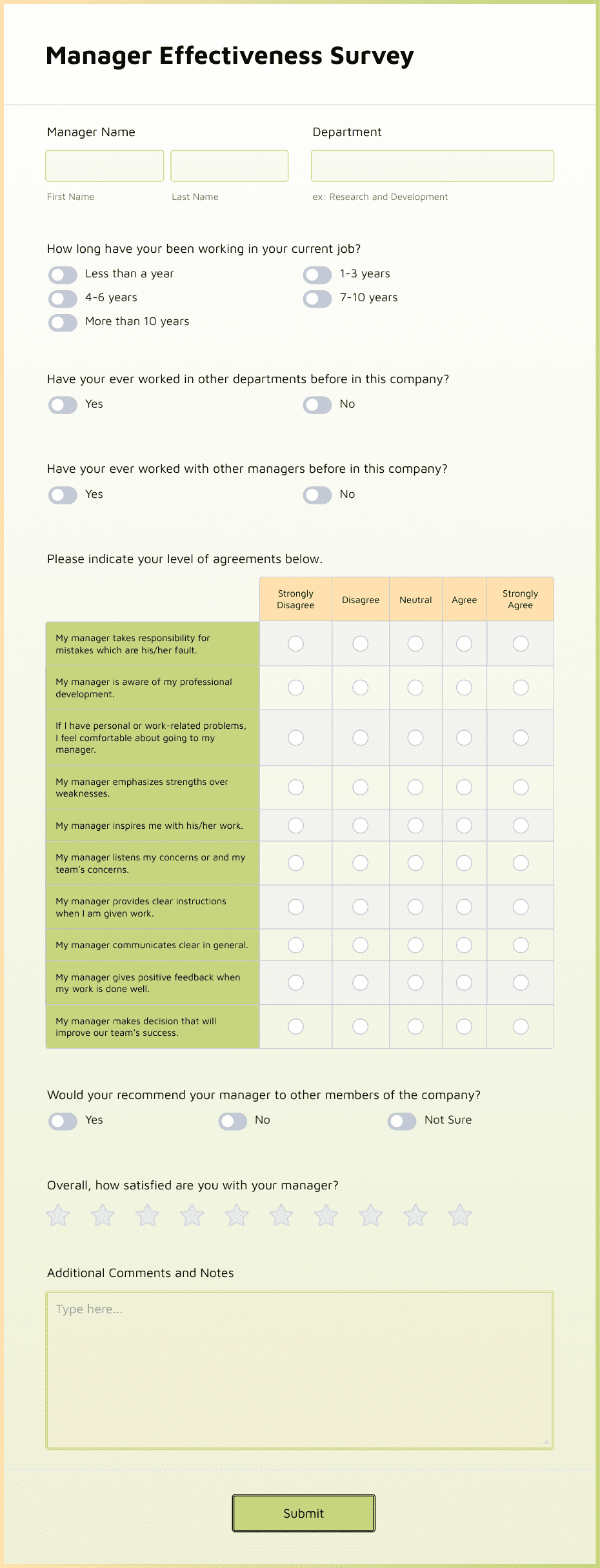 Manager Effectiveness Survey Form Template | Jotform