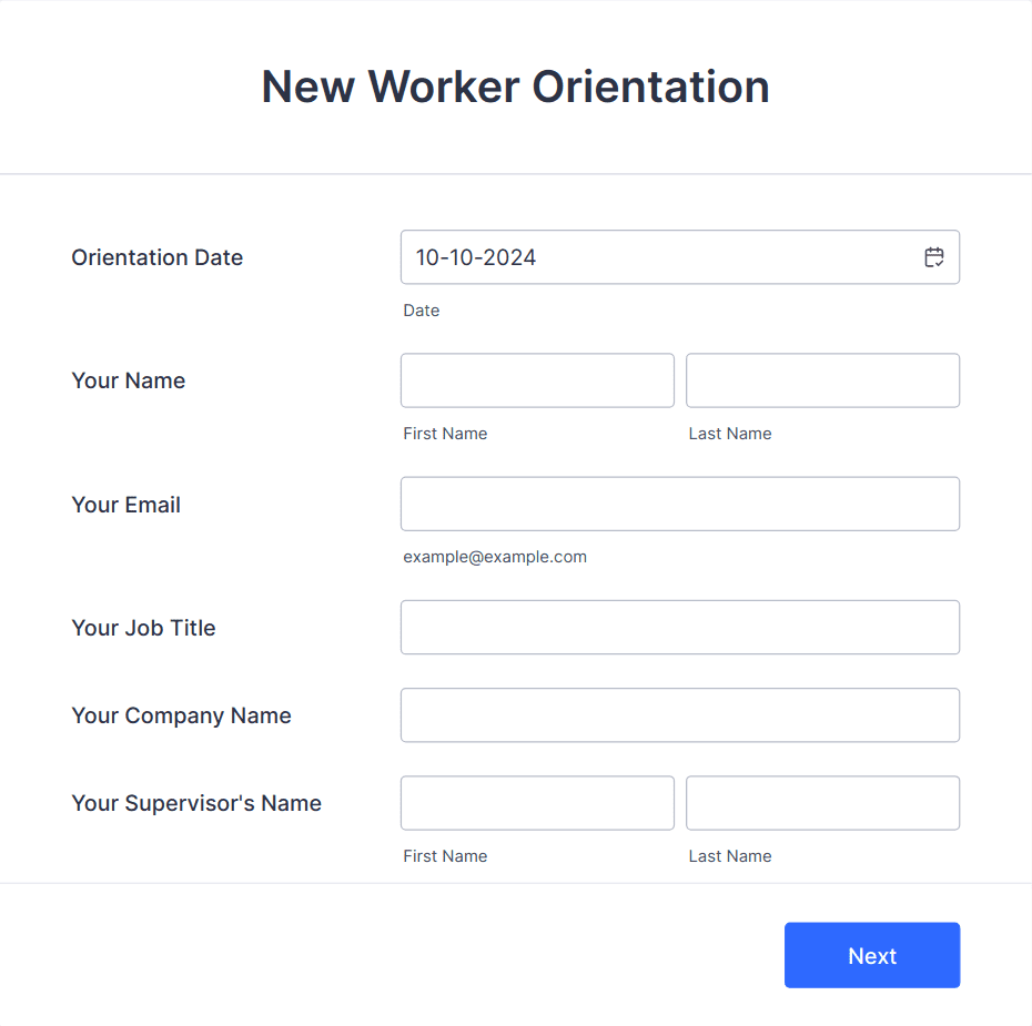 New Worker Orientation Form Template | Jotform