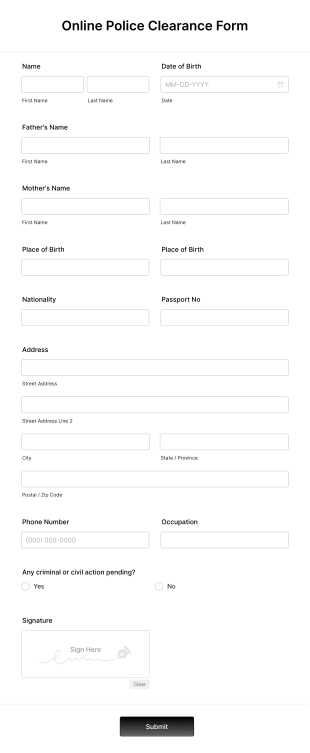 Online Police Clearance Form Template