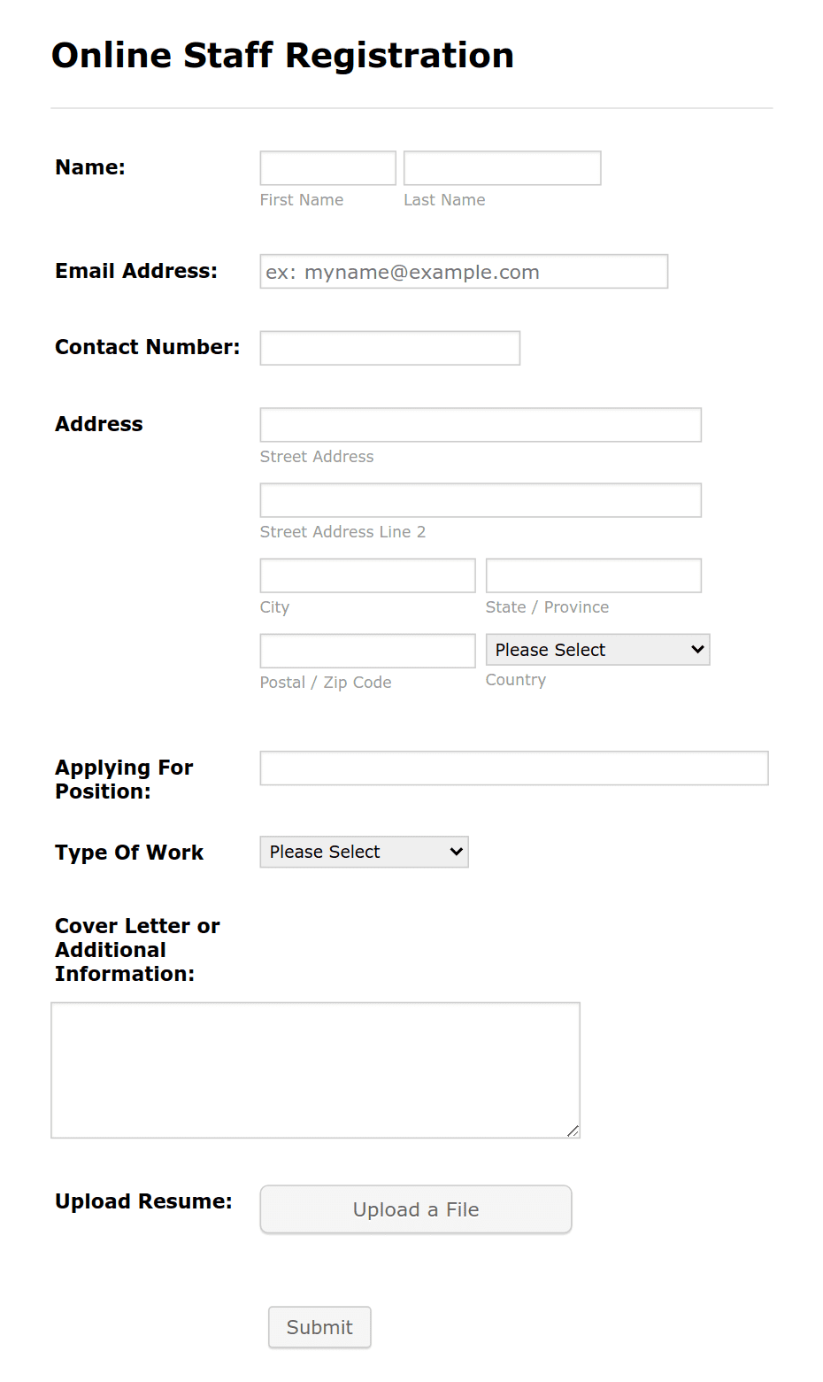 Online Staff Registration Form Template | Jotform