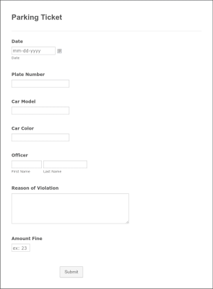 Parking Ticket Form Template
