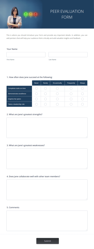 Peer Evaluation Form Template