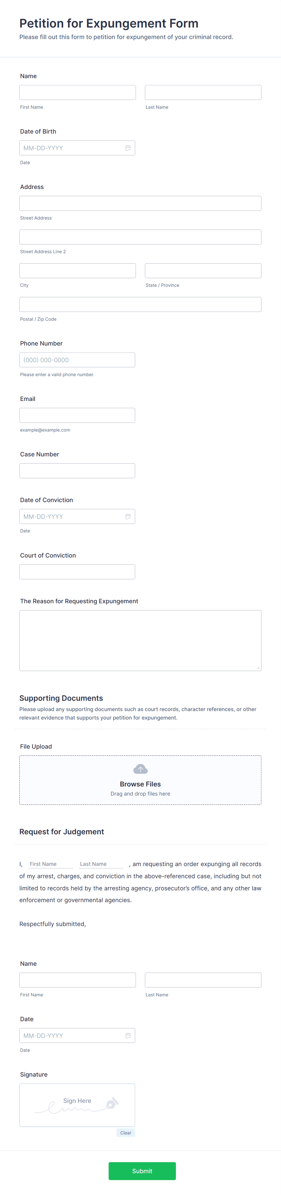 Petition for Expungement Form Template | Jotform