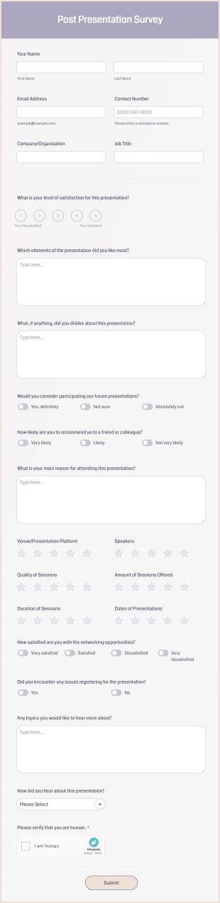 Post Presentation Survey Form Template