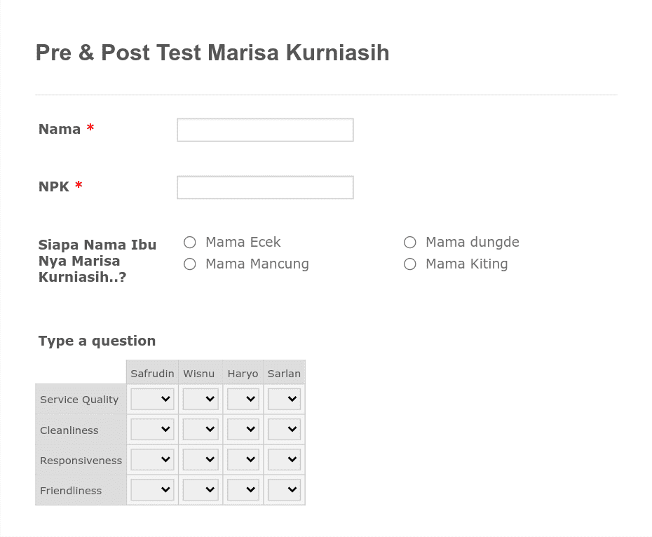 Pre Post Test Form Template | Jotform