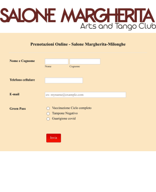 Prenotazione Online Milonghe Salone Margherita Form Template