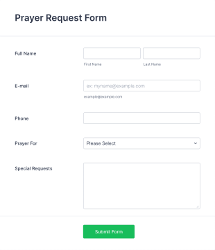 Private Prayer Request Form Template