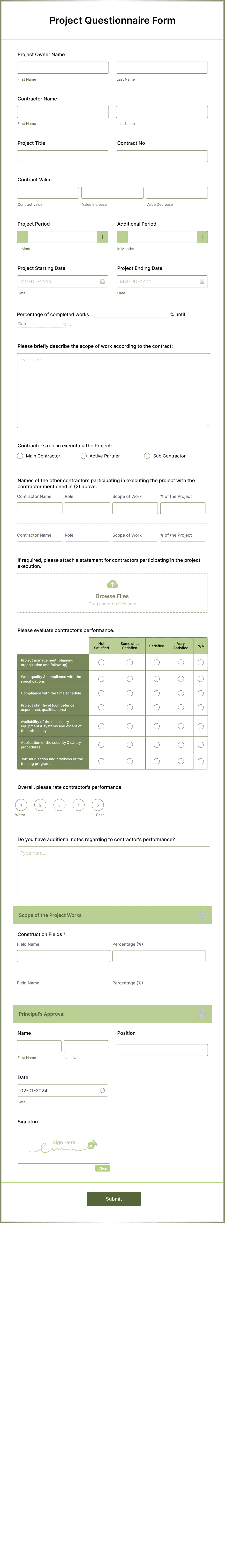 Project Questionnaire Form Template | Jotform