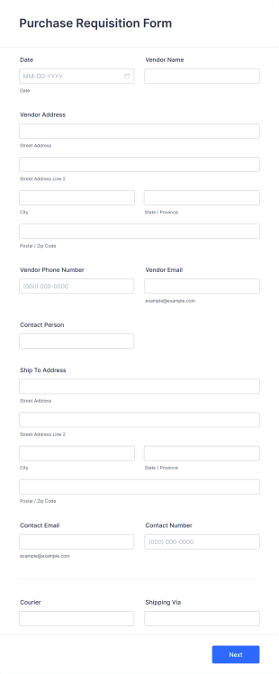 Purchase Requisition Form Template