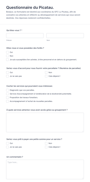Questionnaire Du Picatau Conjoints Form Template