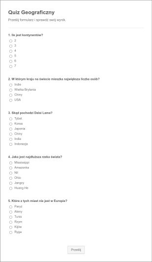 Quiz Z Licznikiem Poprawnych Odpowiedzi Form Template