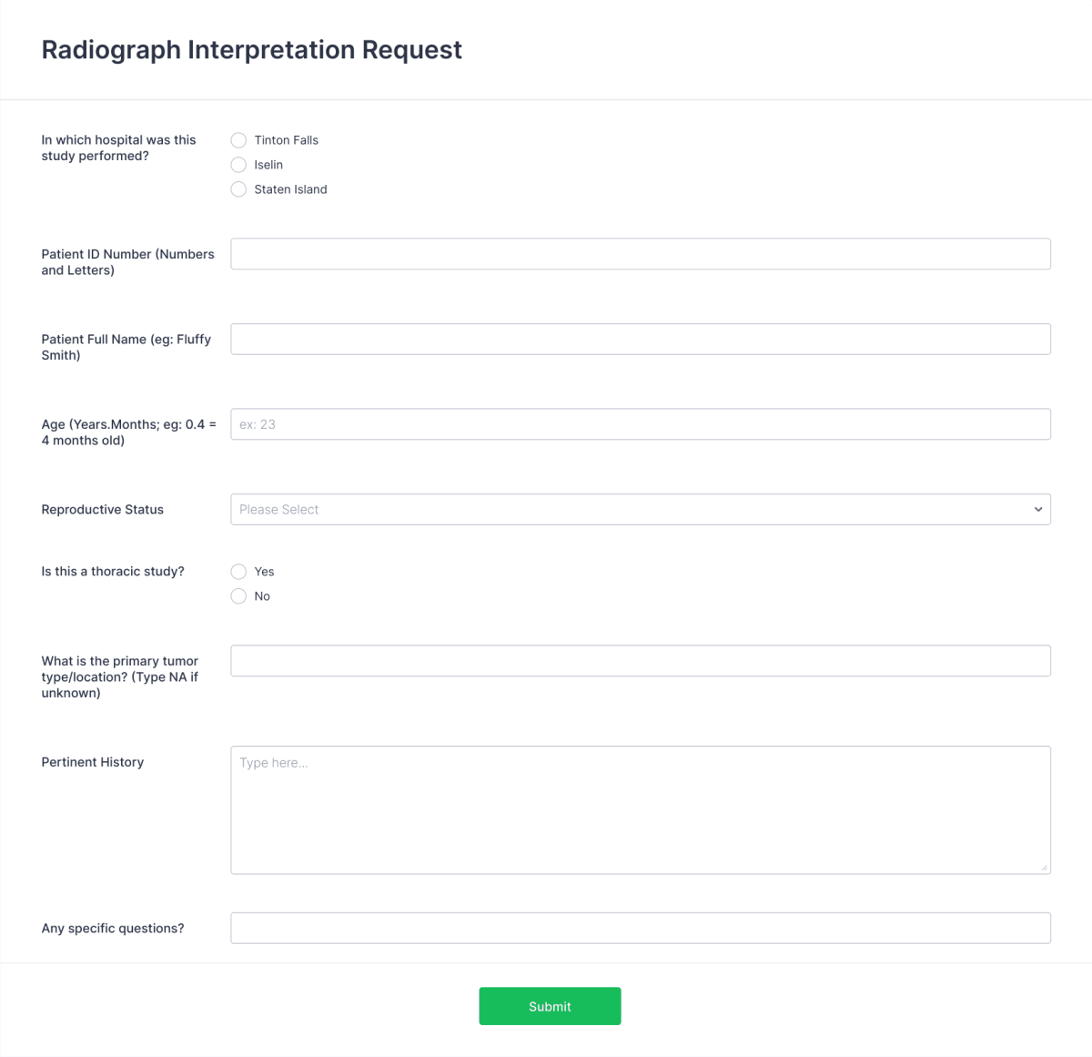 Radiograph Interpretation Request Form Template | Jotform