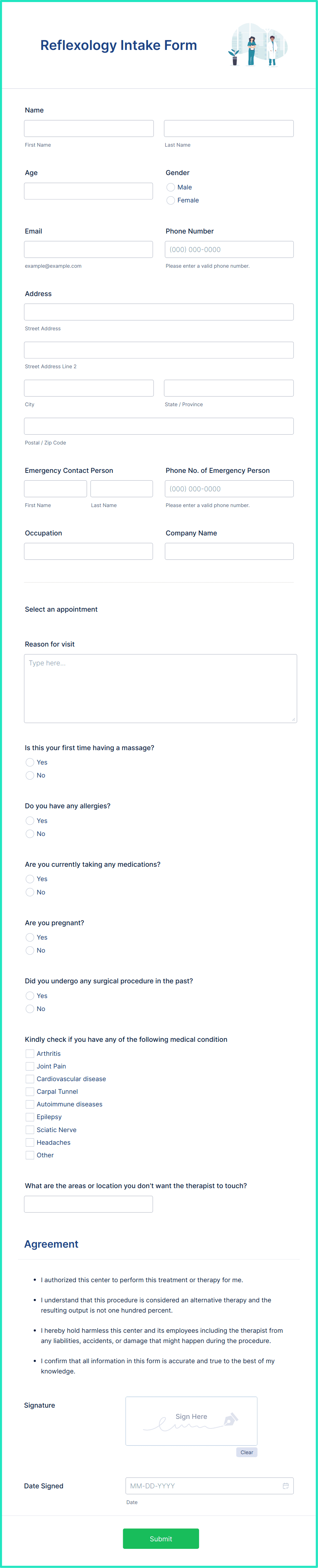 Reflexology Intake Form Template | Jotform