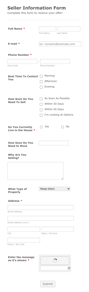 Real Estate Contact Form Template