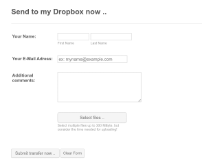 File Upload Form Send To Dropbox Form Template