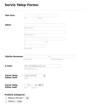 Servis Talep Form Template