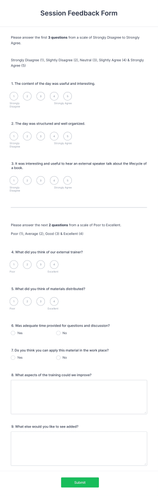 Session Feedback Form Template