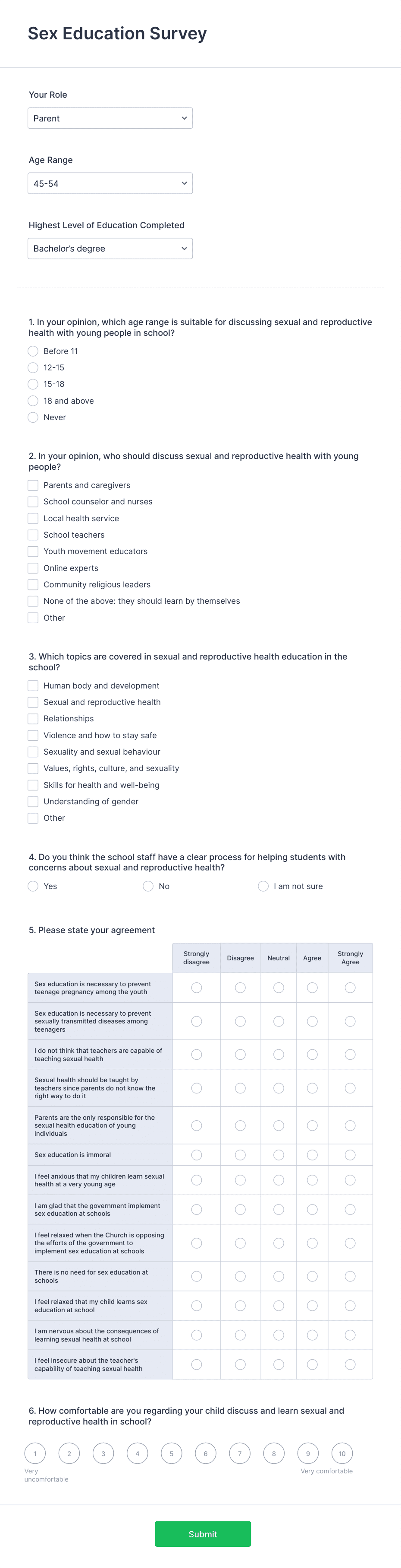 Sex Education Survey Form Template Jotform 9556