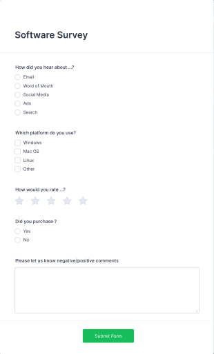 Software Survey Form Template