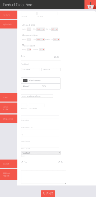Square Product Order Form Template