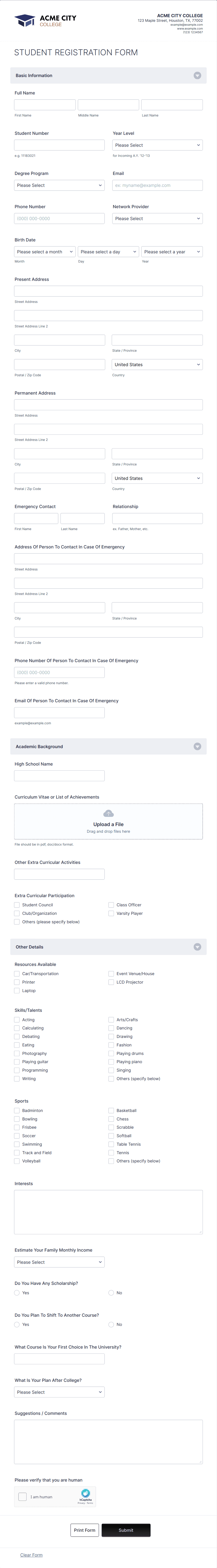 Student Registration Form Template | Jotform