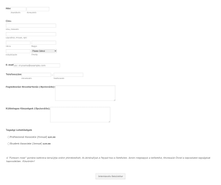Tagsági Regisztrációs Űrlap PayPal Form Template