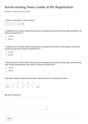 Team Lead Evaluation Form In Indonesian Form Template