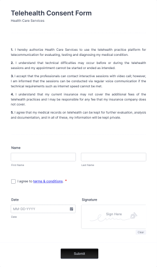 Telehealth Consent Form Template