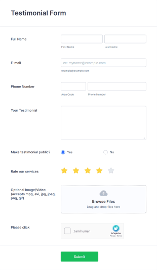 Testimonial Form Template