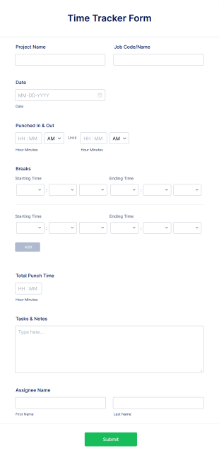 Time Tracker Form Template