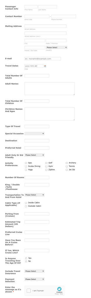 Travel Request Booking Form Template