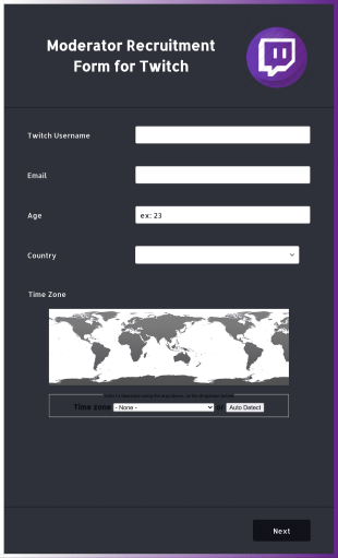 Twitch Mod Application Form Template