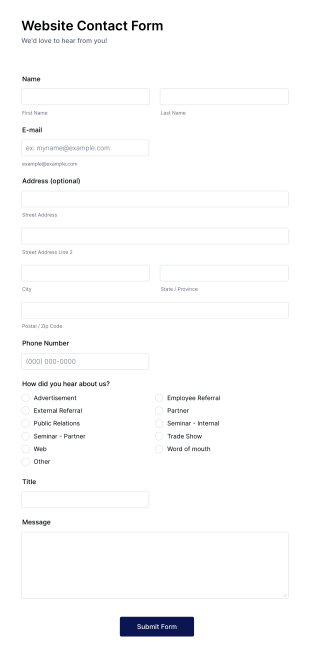 Basic Web Page Contact Form Template