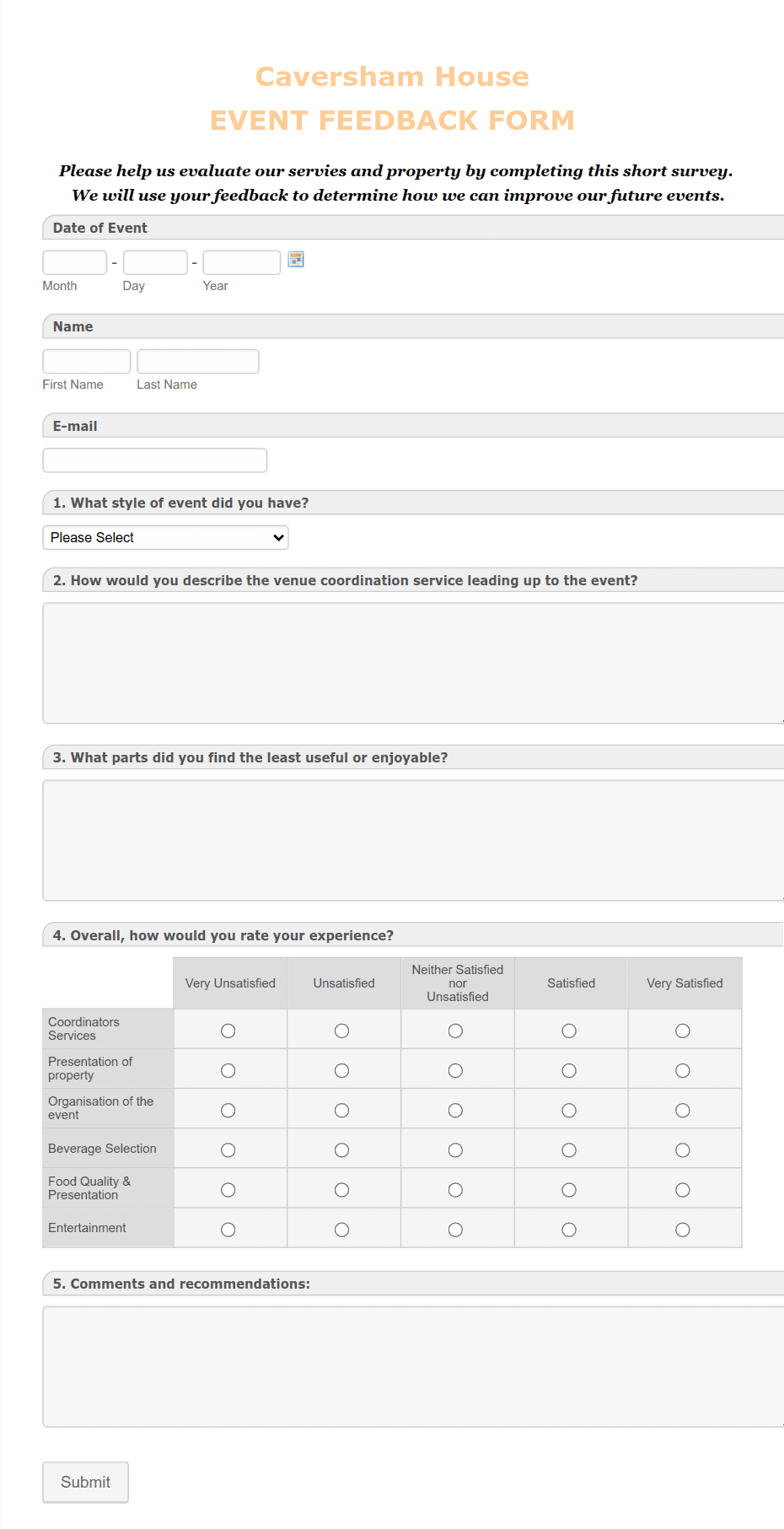 Wedding Ceremony Feedback Form Template | Jotform