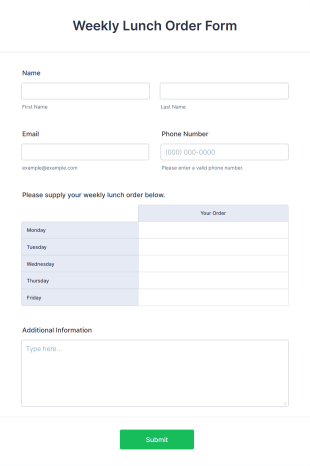 Catering Order Form Template | Jotform