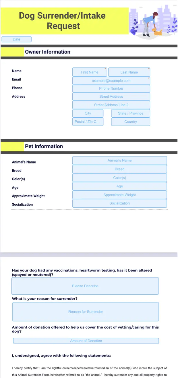 Animal Surrender Template