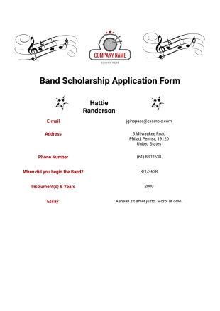 Band Scholarship Application Template - PDF Templates