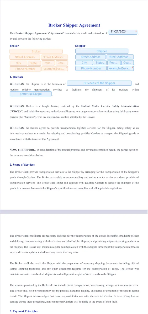 Broker Shipper Agreement Template