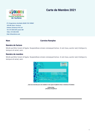 Carte de Membre 2021 - PDF Templates