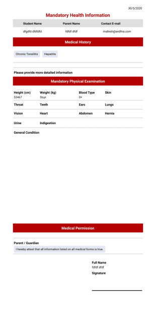 Child Medical History Template - PDF Templates