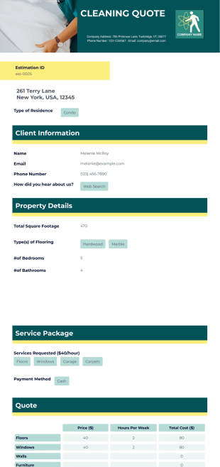 Cleaning Quote Template - PDF Templates