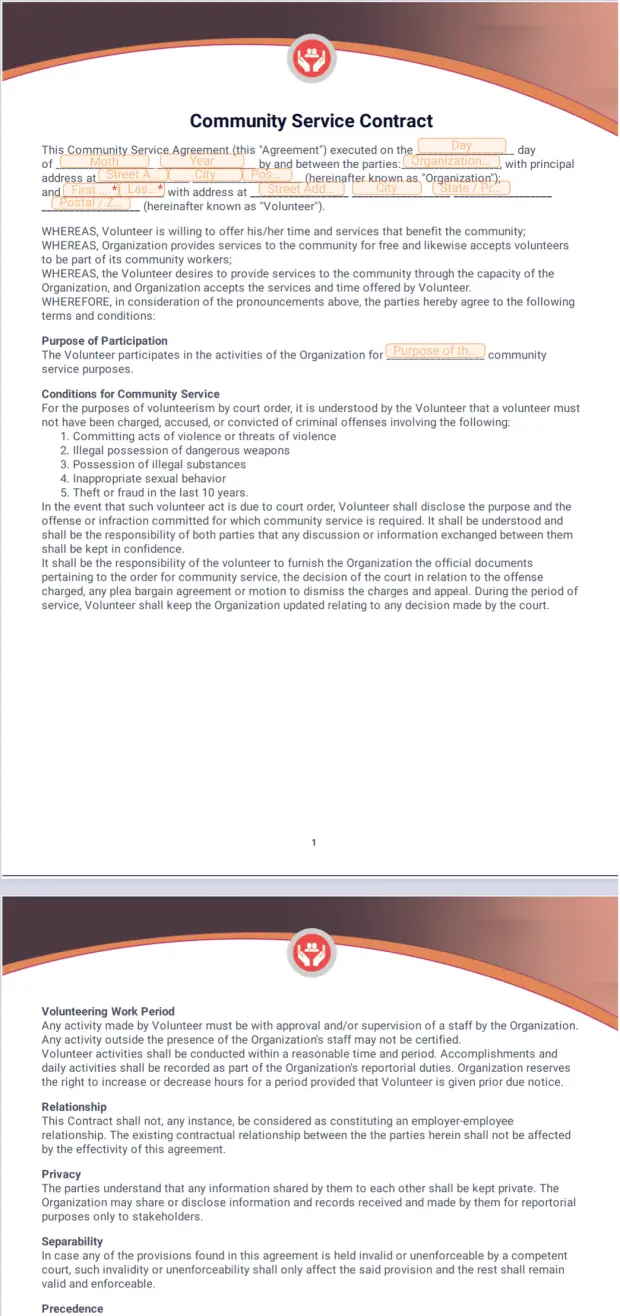 Community Service Contract