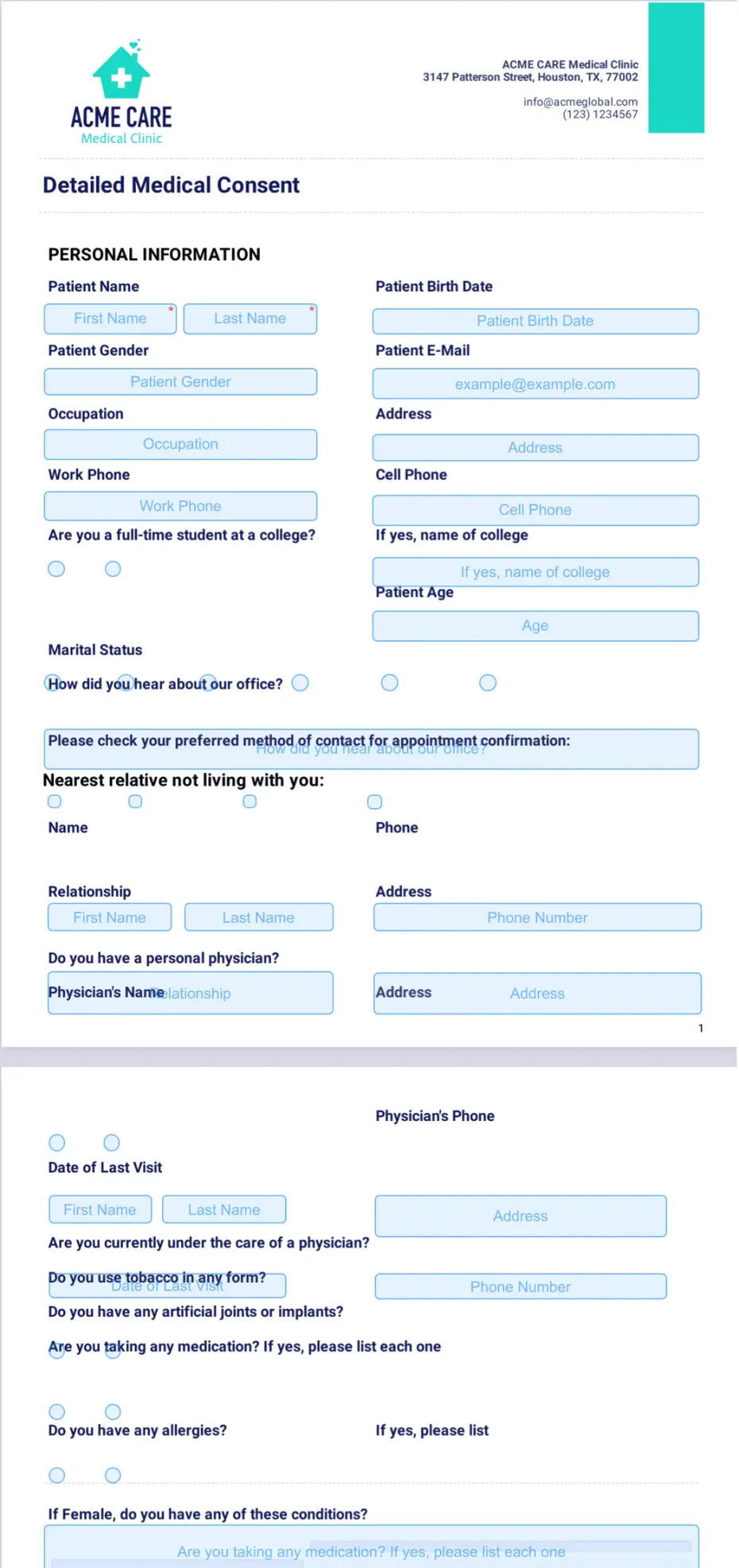 Detailed Medical Consent Template