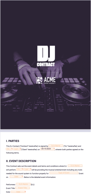 DJ Contract Template - PDF Templates