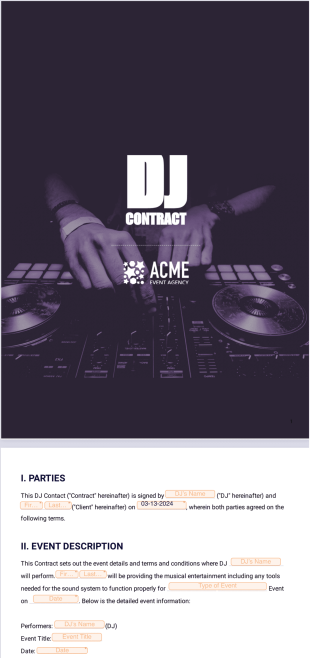 DJ Contract Template - Sign Templates