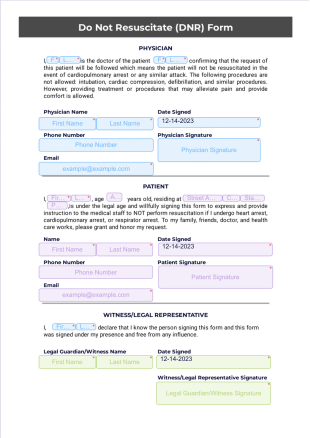 Do Not Resuscitate (DNR) Form - PDF Templates