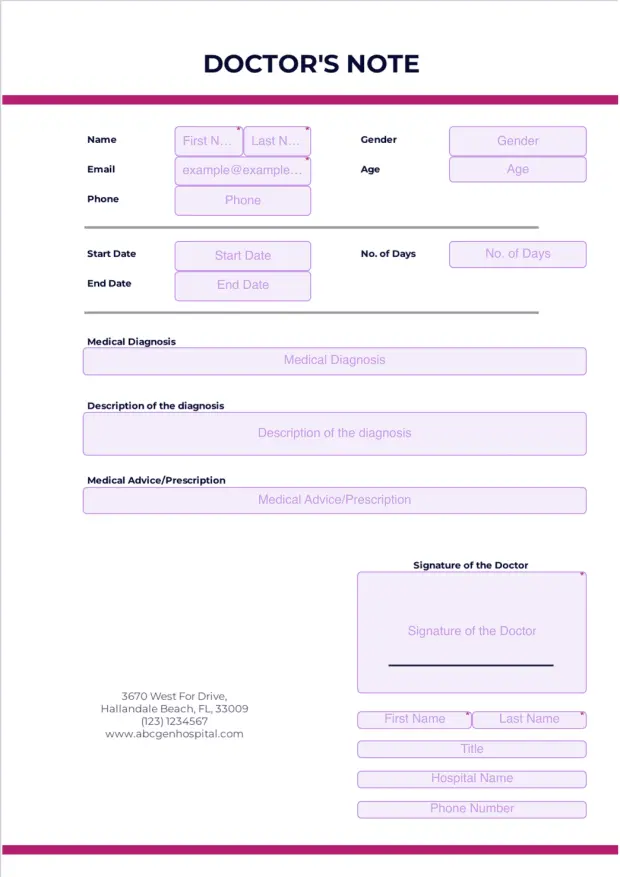 Doctors Note Template