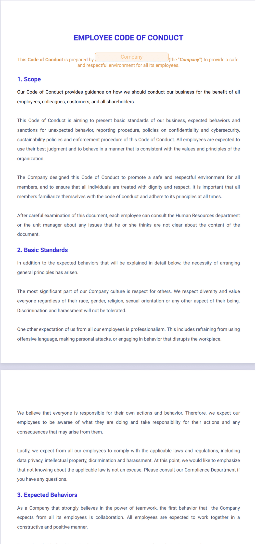 Employee Code Of Conduct Template Pdf Templates Jotform 4500